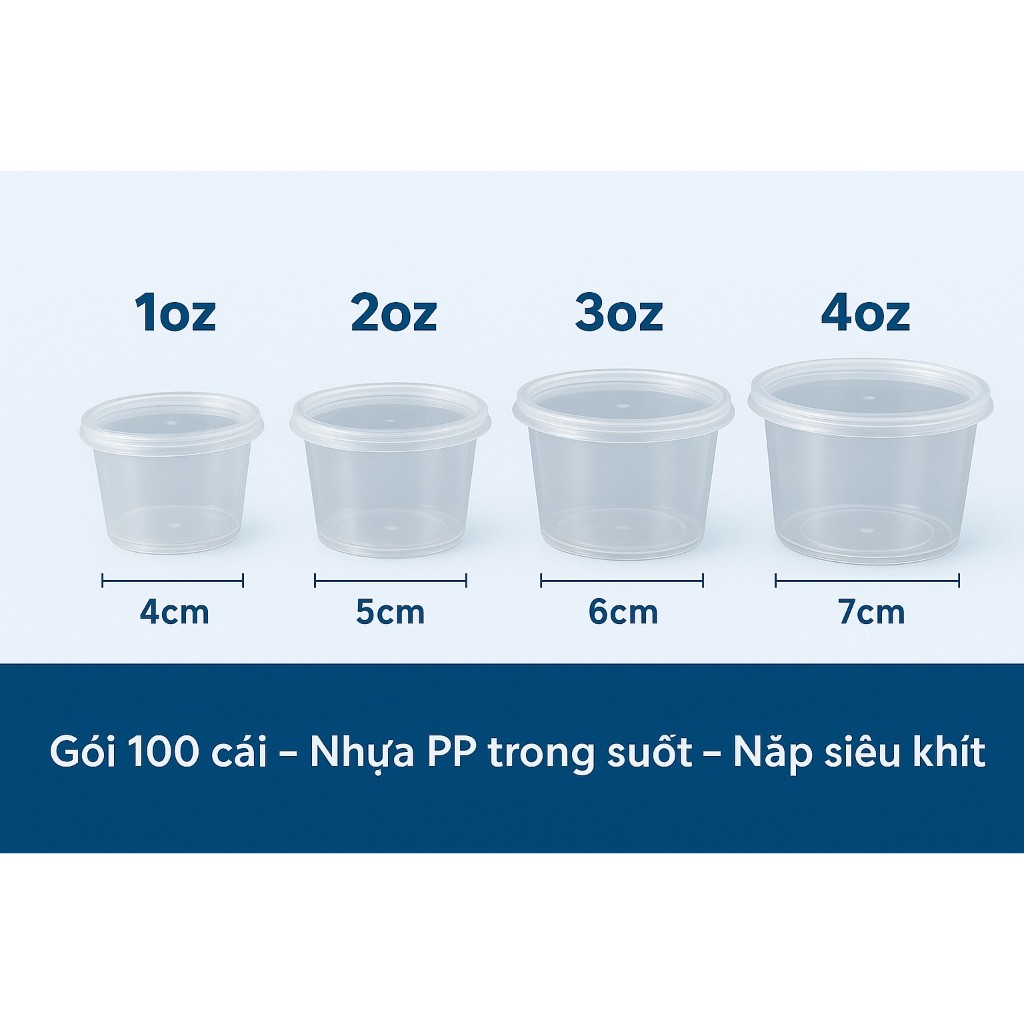   CÓ NẮP LIỀN  100 Hủ sốt nhựa PP 1oz 2oz 3oz 4oz | Hộp Đựng Sốt Nước chấm Topping Gia Vị ATVSTP Chịu Nhiệt 100°C – 0 