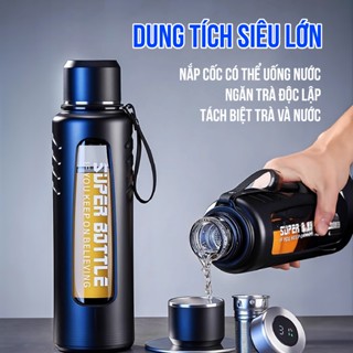  Bình thuỷ tinh bọc nhựa hiển thị nhiệt độ cao cấp 2025 NIUMI chống va đập có lọc trà tiện lợi 