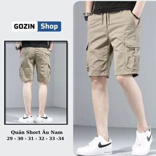 Quần short nam kaki túi hộp vải kaki cotton co giãn mềm mịn thoáng mát phom rộng GOZIN SHOP