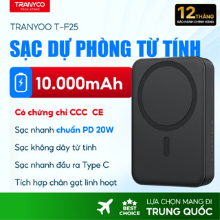 Pin Sạc Dự Phòng TRANYOO T-F25 10000mAh Sạc Nhanh PD 20W Sạc Không Dây Tích Hợp Chân Đế Linh Hoạt