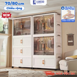   SIÊU TỐC 4H  Tủ Quần Áo Gấp Gọn Luxedo Rộng 70 80cm Nhựa PP An Toàn Tủ Nhựa Đựng Đồ Đa Năng Sang Trọng Xoay 360 - HC13 