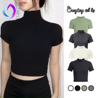 Áo Croptop Ôm Body TAY NGẮN CỔ LỌ Thun Gân Kiểu Nữ CR78, Áo Thun Croptop Cổ Cao Kiểu Sexy OWL CORNER