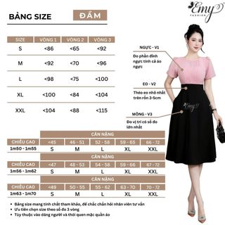 Đầm Công Sở EMY EM7498 Xoè Phối Hồng Đen Thiết Kế Cao Cấp Đi Chơi Đi Làm Vải Tằm Ánh Kim, Xô Len