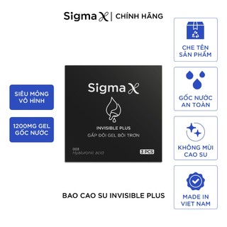 Bao Cao Su Sigma X Invisible Plus – Siêu Mỏng 003, Nhiều Gel Gốc Nước, Không Mùi – Hộp 3 Cái CH01