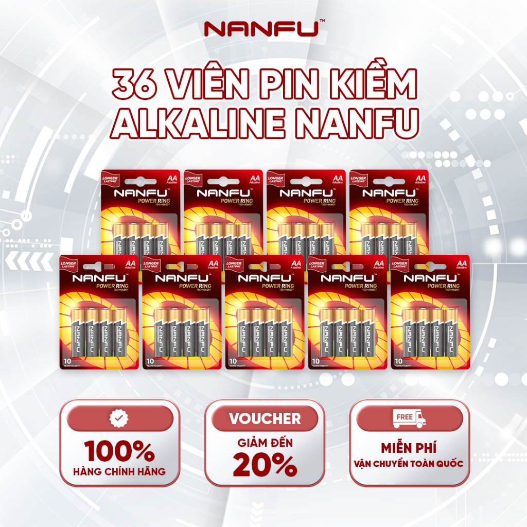 Nanfu Pin Kèm AA/AAA Dung Lượng Cao Bền Battery Pin Alkaline 1.5V Không Chảy Nước Combo 36 Viên