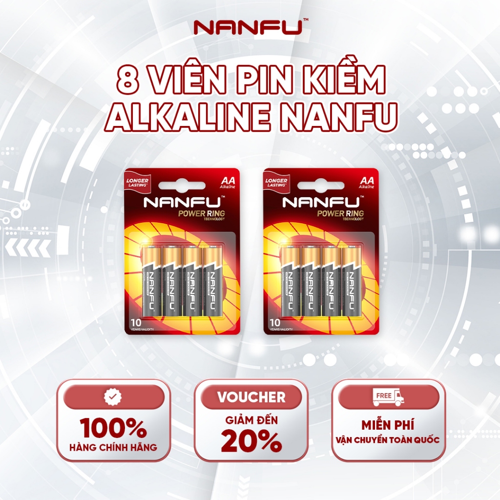 Nanfu 8 Viên Pin Kiềm AA/AAA Tiện Dung Lượng Cao Bền Battery Pin 1.5V Alkaline Nước Chính Hãng
