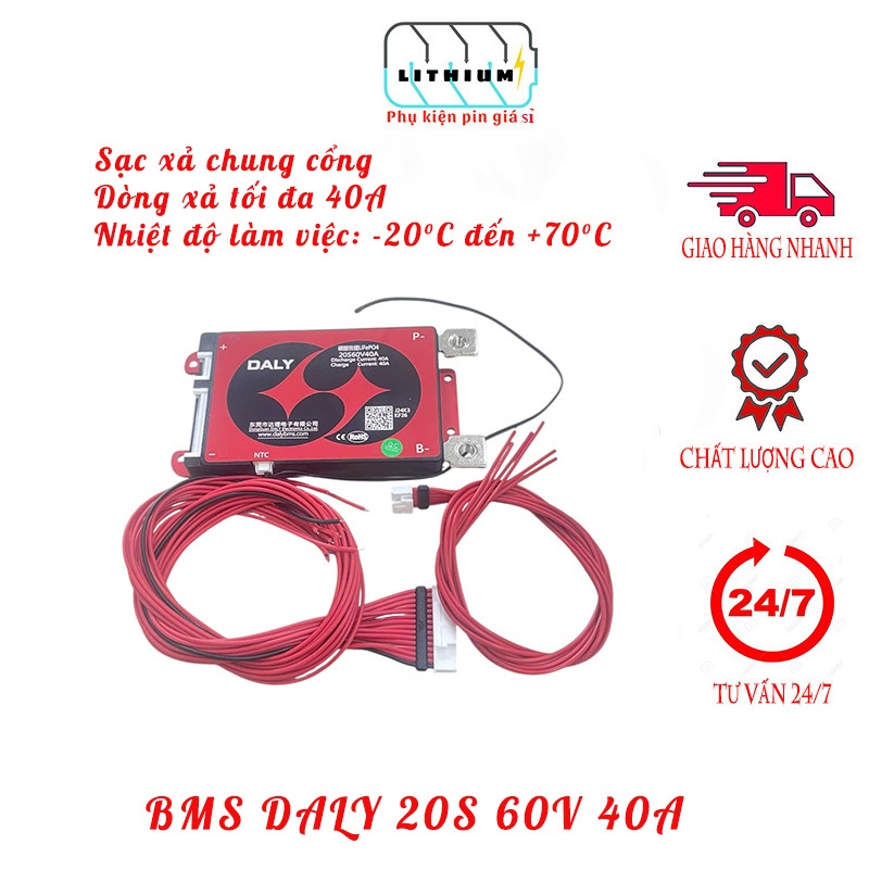 Mạch Bảo Vệ BMS 20S 60V 40A Cho 3.2V Chính Hãng DALY (Sạc Xả Chung), Hàng mới Sẵn kho