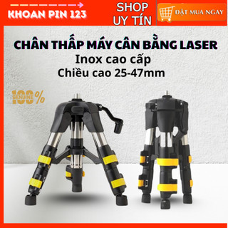  Chân inox 47 chống gỉ điều chỉnh 3 mức cao có đầu chuyển đa năng dùng cho máy cân mực máy laser 