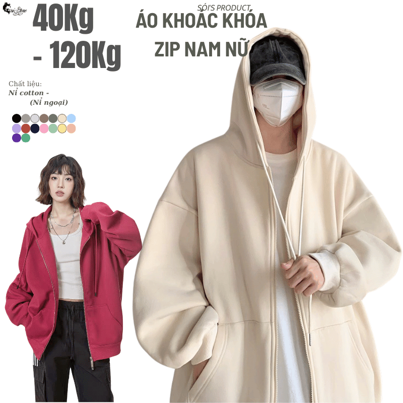 40-115kg Áo Khoác Nam Nữ Bigsize Unisex ULZZANG Nỉ Thu Đông Mũ To - Giữ Ấm - Chống Nắng - MÃ 38 và 42