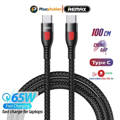 Dây sạc type c to type c Remax 195 sạc nhanh 65w cho androi và 30w cho 15,16 seris - Phúc Phụ Kiện