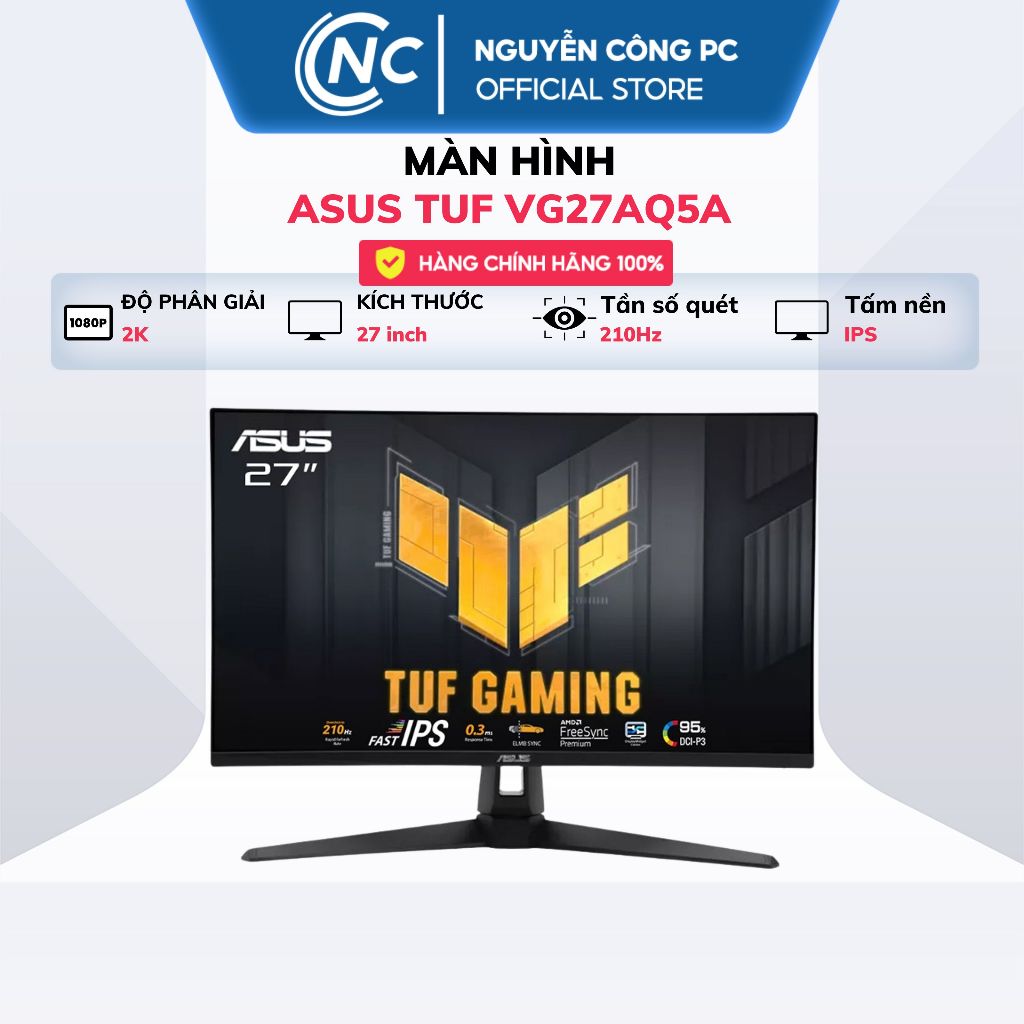  Màn Hình Gaming ASUS TUF VG27AQ5A 27 inch| 2K| IPS| 210Hz| 1ms| Tích Hợp Loa - BH 36 tháng 