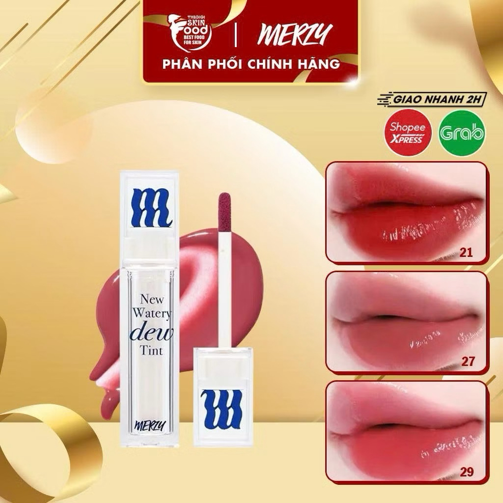 [New Dew] Son Tint Bóng Dạng Thạch, Lâu Trôi Cho Đôi Môi Ẩm Mịn Hàn Quốc Merzy The Watery Dew Tint 4
