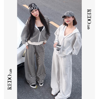 [ MỞ BÁN NGUYÊN SET ] SET HOODIE ZIP + QUẦN ỐNG RỘNG HOẠ TIẾT KẺ SỌC NGANG CHẤT NỈ GÂN COTTON SỌC DỆT SỢI FORM RỘNG