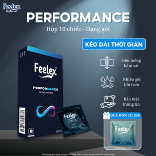 Bao cao su Feelex Performance kéo dài thời gian, siêu mỏng, nhiều gel bôi trơn - hộp 10c