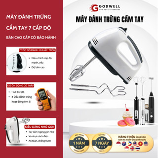 Máy Đánh Trứng Cầm Tay GODWELL 7 Tốc Độ 180W Tặng 4 Đầu Khuấy Chắc Chắn - Tiện Dụng
