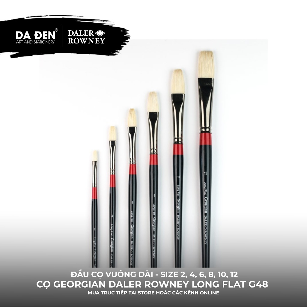 [DA ĐEN - QUẬN 3] Cọ Sơn Dầu Lông Heo Vuông Dài Daler Rowney Georgian Long Flat G48