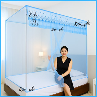  Màn ngủ chống muỗi khung vuông vải tuyn cửa vén 2 bên ra vào không khoan tường màn mùng đủ size 