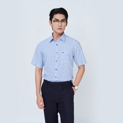 Sơ mi ngắn tay lai ngang VIETTIEN SMART CASUAL vải sợi tre phom REGULAR VT00000323