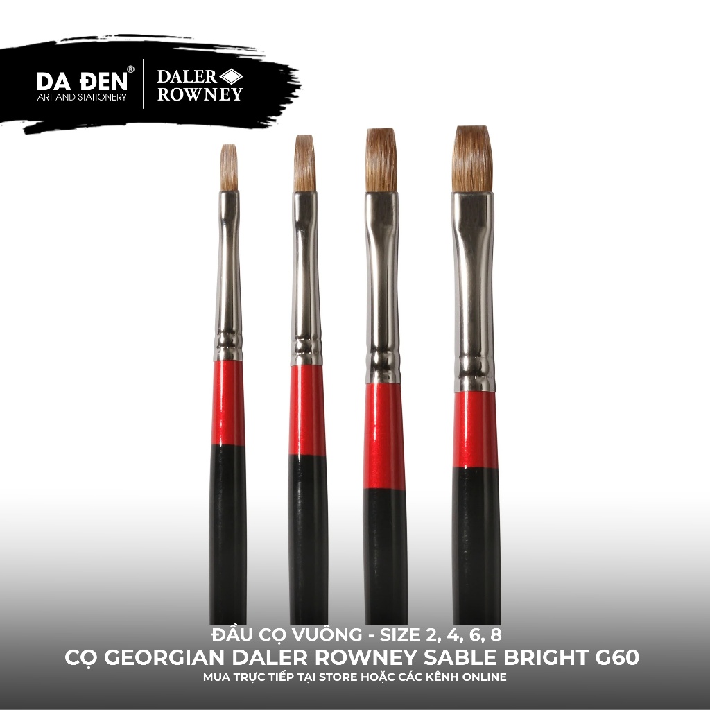 [DA ĐEN - QUẬN 3] Cọ Sơn Dầu Lông Chồn Đầu Vuông Daler Rowney Georgian Sable Bright G60