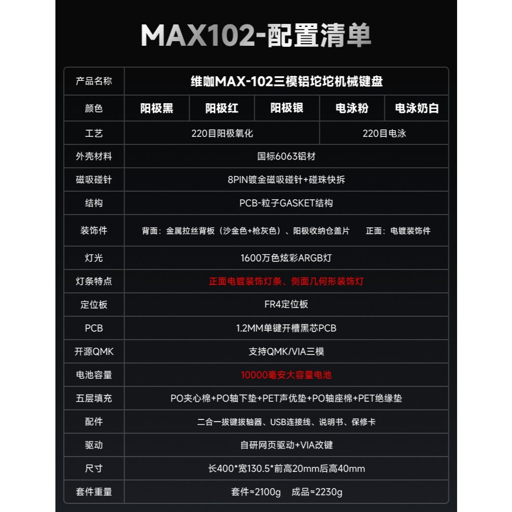 [Mô tả sản phẩm]Bàn phím cơ Nhôm nguyên khối CNC Weika Max102 3 chế độ kết nối-keymap via-led rgb-Catch ball | BigBuy360 - bigbuy360.vn