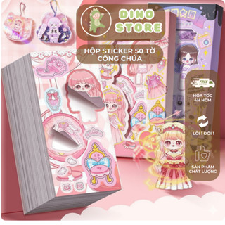 [HỎA TỐC] Hộp 50 Tờ Sticker Thay Đồ Búp Bê DINO STORE, Hình Dán Trang Trí Sổ Tay Cute, Công Chúa Cho Trẻ Em