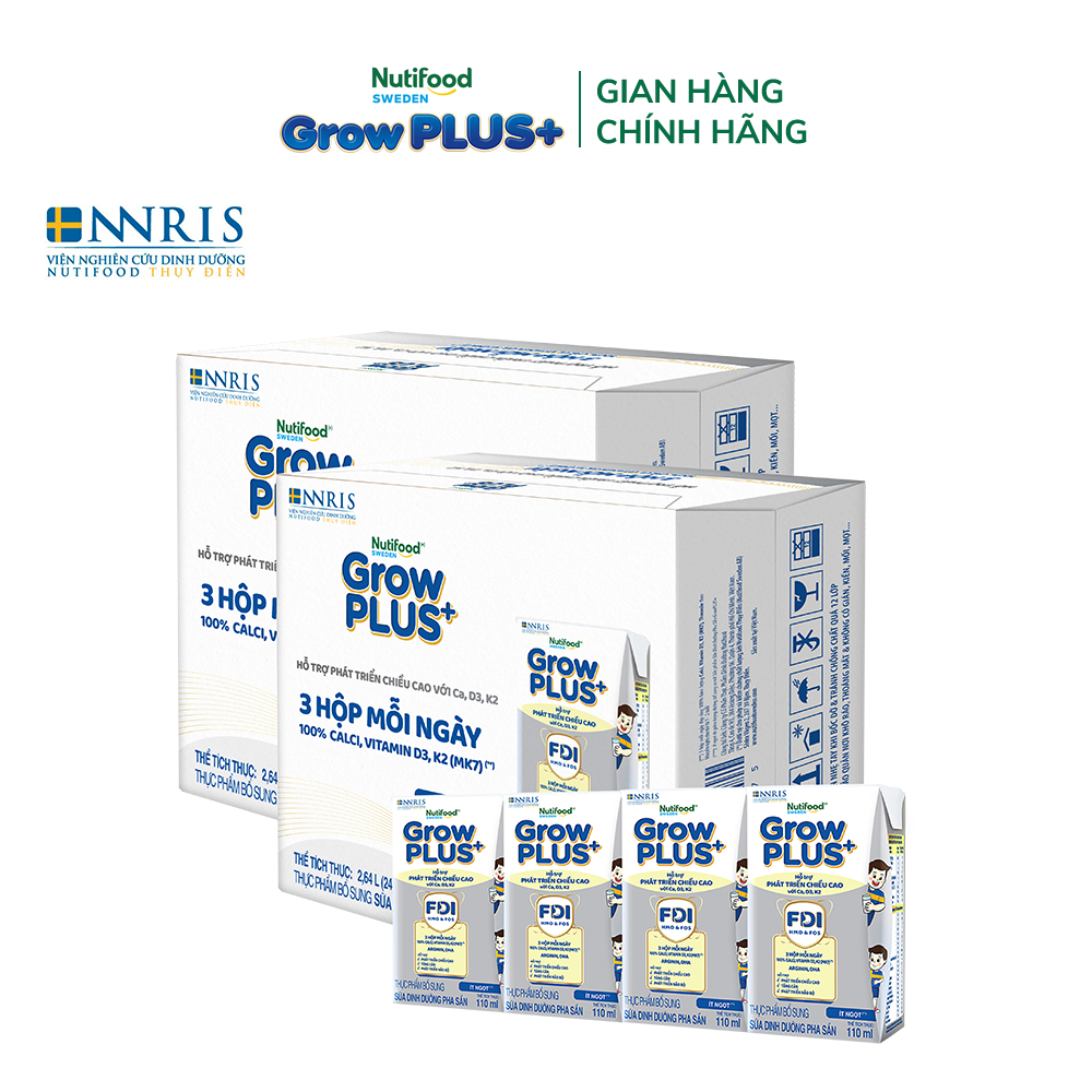 Combo 2 Thùng 24 Hộp Sữa Bột Pha Sẵn Nutifood Sweden GrowPLUS+ Cao lớn vượt trội hộp 110 ml | BigBuy360 - bigbuy360.vn
