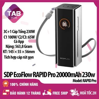 SDP EcoFlow RAPID Pro 20.000mAh, 3C+Cáp Tổng 230W, Có Cáp Tích Hợp - Bảo Hành 12 Tháng
