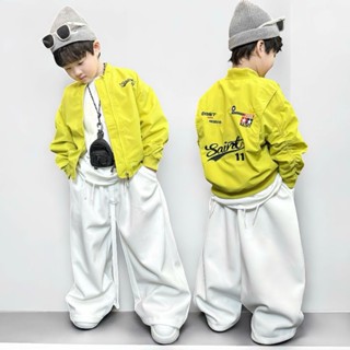 BABYBUYvip Q2525- Áo khoác bomber (FOM TO) lót lụa chất gió dù mềm màu vàng lạnh lưng làm giả 2 áo thêu chữ nổi trên áo