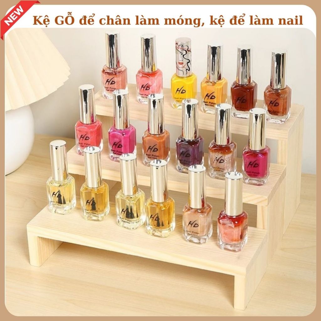Kệ GỖ để chân làm móng, kệ để làm nail, ghế đẩu kệ gỗ tự nhiên gỗ thịt chắc chắn