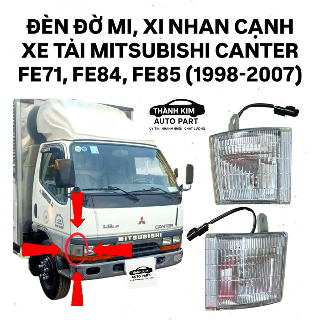 ĐÈN ĐỜ MI, ĐÈN XI NHAN CẠNH TẢI MITSUBISHI CANTER FE71, FE84, FE85 ĐỜI 1998-2007 (MITSUBISHI 4 MẮT)