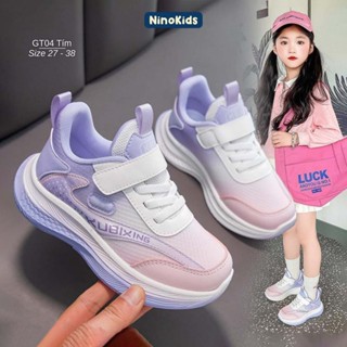Giày thể thao cho bé gái lớp 1 - 9, Thiết kế khóa dán tiện lợi, đế EVA siêu nhẹ bền chỉ, GT04 NinoKids