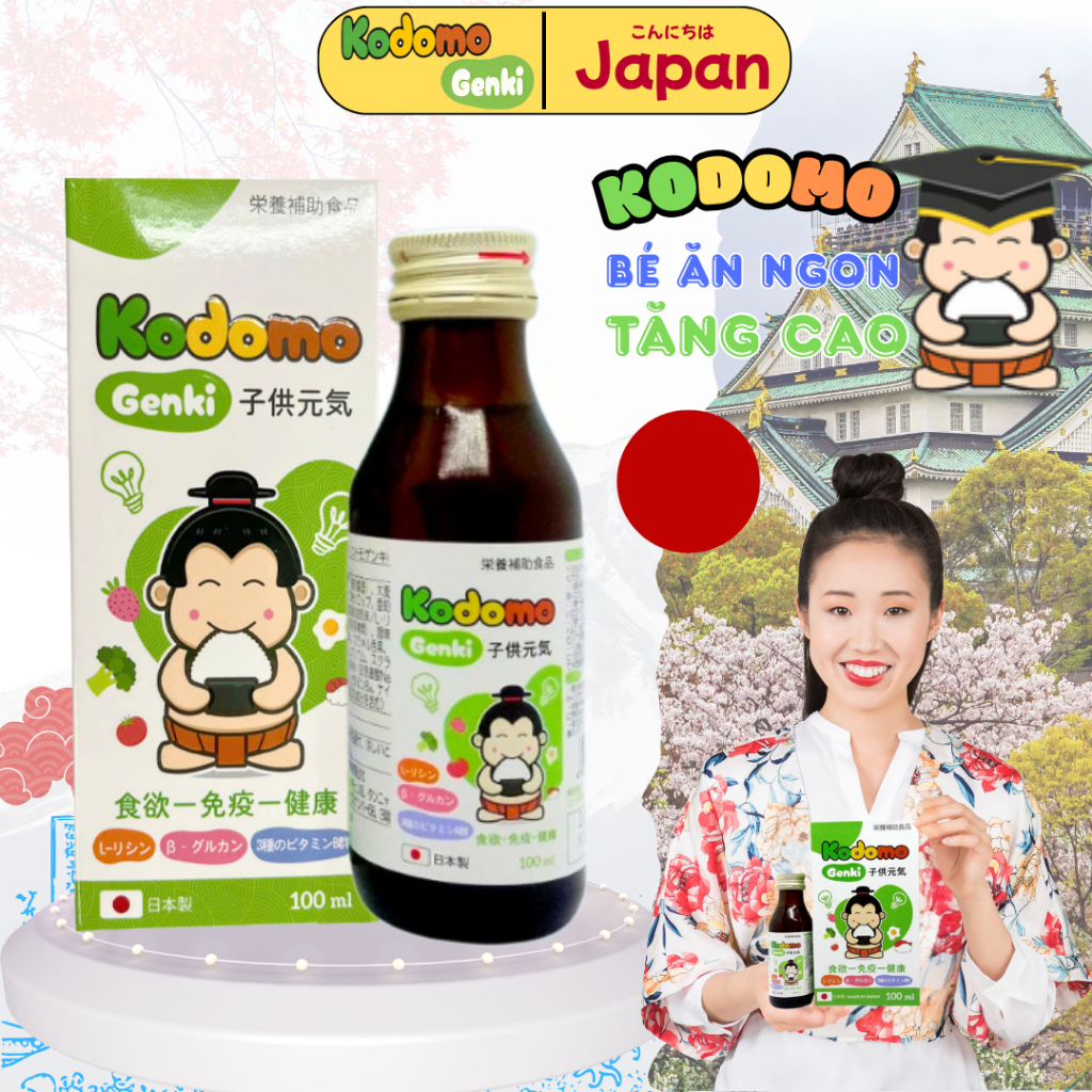 [MUA 2 TẶNG 1] Siro Kodomo Genki  Siro Ăn Ngon Cho Bé - Bé Khoẻ Mạnh Thông Minh Chai 100ml