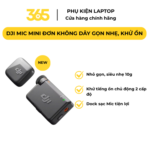 [365] Bộ Micro Không Dây Cài Áo DJI Mic Mini Đơn Nhỏ Gọn Nhẹ, Khử Ồn Chất Lượng (DJI MIC MINI ĐƠN)
