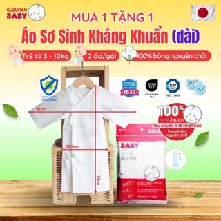 Áo sơ sinh kimono Chitosan kháng khuẩn Suzuran Japan - Dài