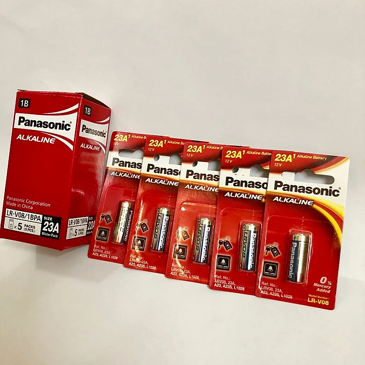 Pin Panasonic 23A (LR V-08 / 1BPA / A23) Alkaline - Hộp gồm 5 vỉ pin kiềm Hàn chính hãng