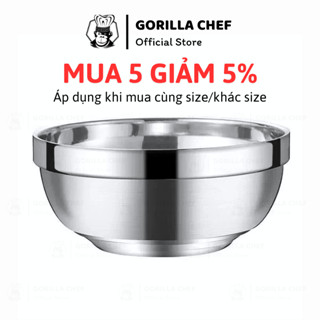  Tô chén bát inox kiểu Hàn Quốc 2 lớp cách nhiệt Gorilla Chef inox cao cấp đủ kích cỡ 