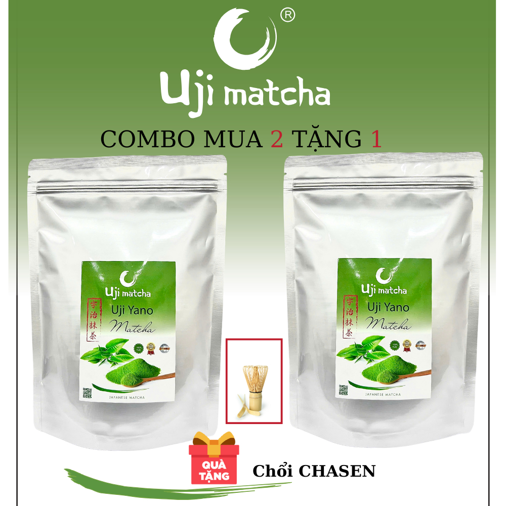  Combo mua 2 gói Matcha UJI YANO GRADE -  500G | Công Nghệ Nhật Bản | Tặng 1 Chổi Chasen cao cấp đánh matcha 