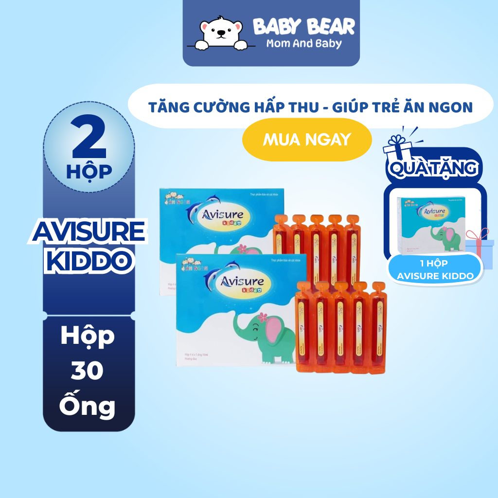 2 Hộp Avisure Kiddo - Hỗ Trợ Hấp Thu Chuyển Hóa Dưỡng Chất Giúp Bé Ăn Ngon Miệng (30 Ống/H)