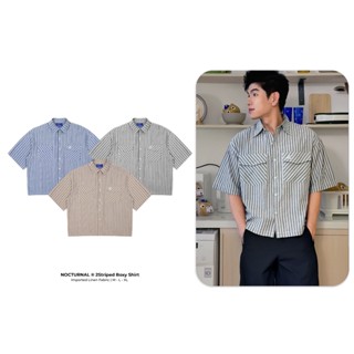 Áo Sơ Mi Form Boxy NOCTURNAL 2Striped Boxy Shirt Linen Nam Nữ Unisex Localbrand