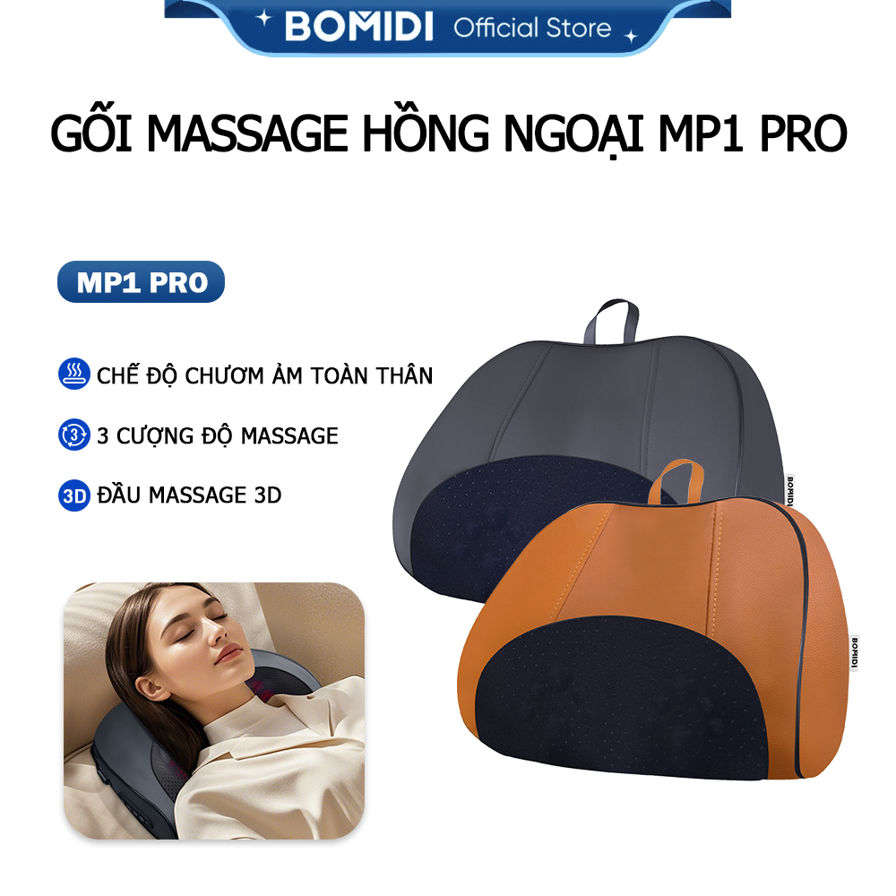  Gối Massage Hồng Ngoại Bomidi MP1 Pro Gối MatXa Cổ Vay Gáy 3 chế độ xoay 2 chiều  đỡ mệt hiệu quả. 
