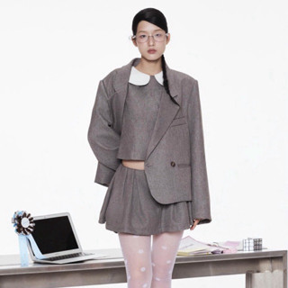  Kuchimachic - Set blazer Chân váy Gile bán rời set chất liệu tuypsi dày dặn đứng form 