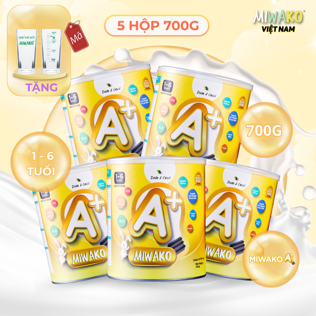 Sữa Công Thức Hữu Cơ Miwako A+ Vị Vani 700g x 5 Hộp Nhập Khẩu Chính Hãng - Miwako Việt Nam