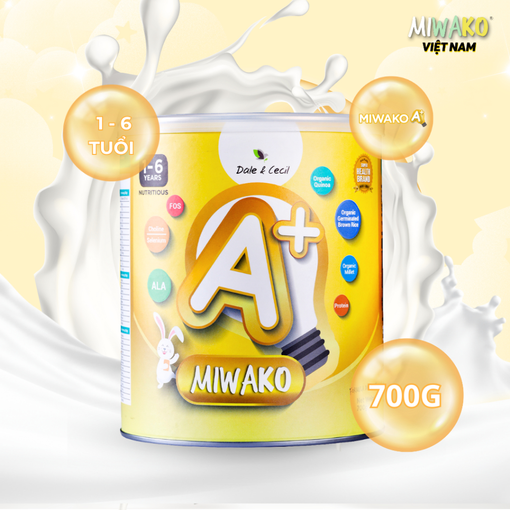 Sữa Công Thức Hạt Hữu Cơ Miwako A+ Vị Vani Hộp 700g Từ Malaysia - Miwako