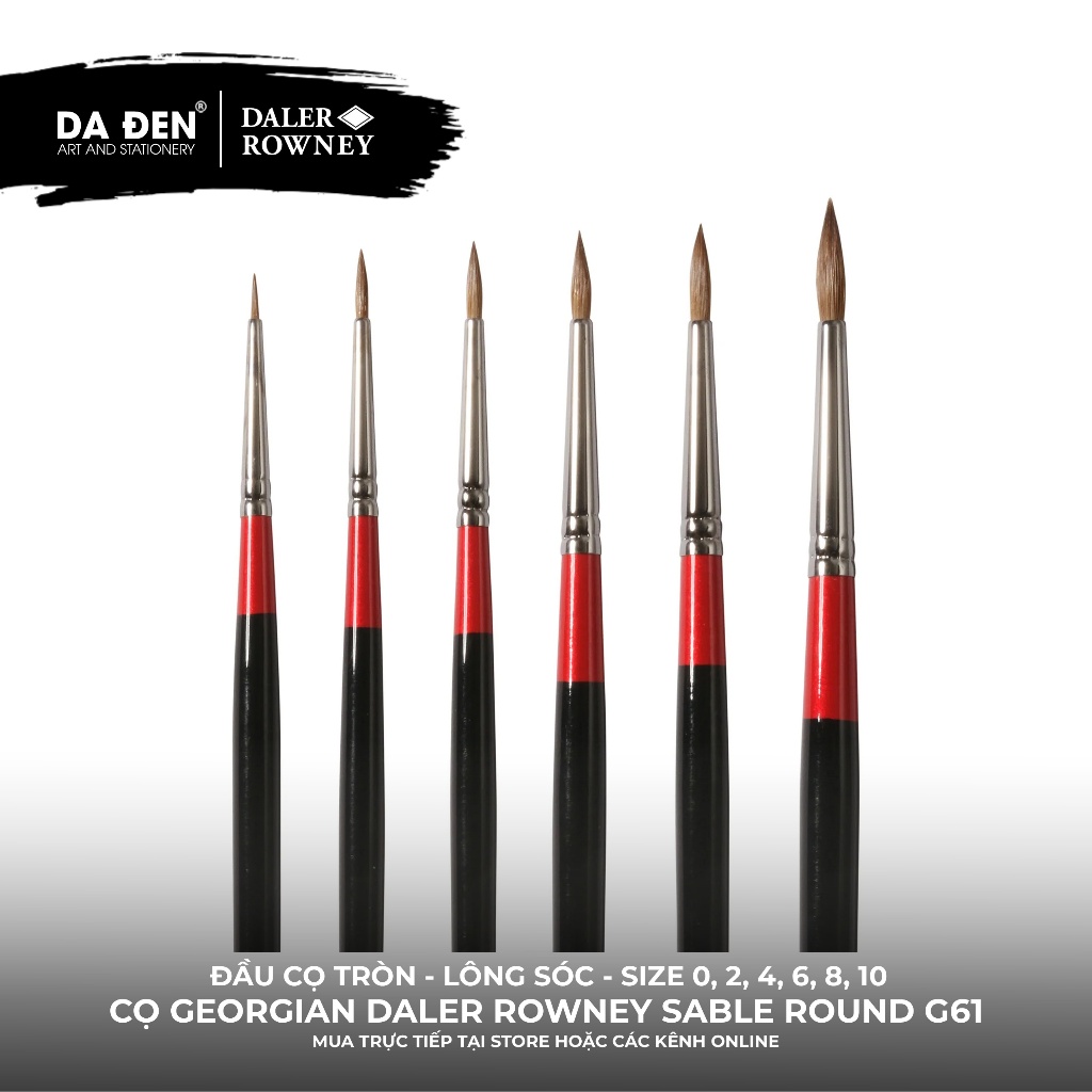 [DA ĐEN] Cọ Sơn Dầu Lông Chồn Đầu Tròn Daler Rowney Georgian Sable Round G61 Cao Cấp