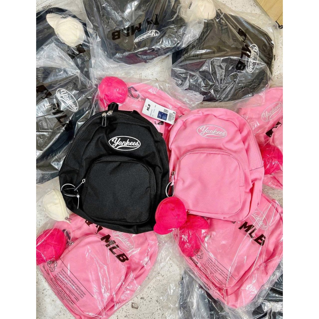 [ CHÍNH HÃNG ] BALO MINI MLB KIDS ĐEN & HỒNG - Balo MLB Rookie Mini Backpack New York Yankees
