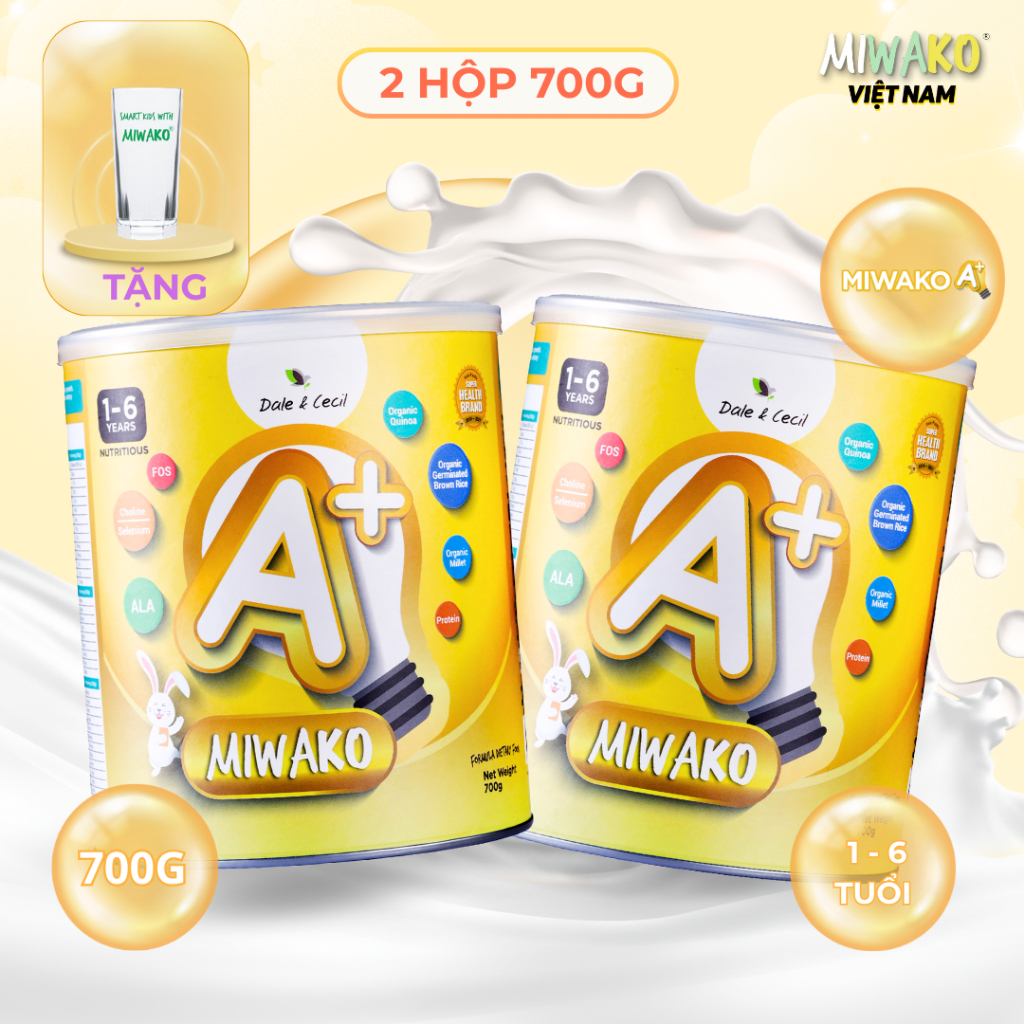 Sữa Công Thức Hạt Thực Vật Hữu Cơ MIWAKO A+ 700gr x 2 Hộp Vị Vani (1.4kg) - Miwako Việt Nam