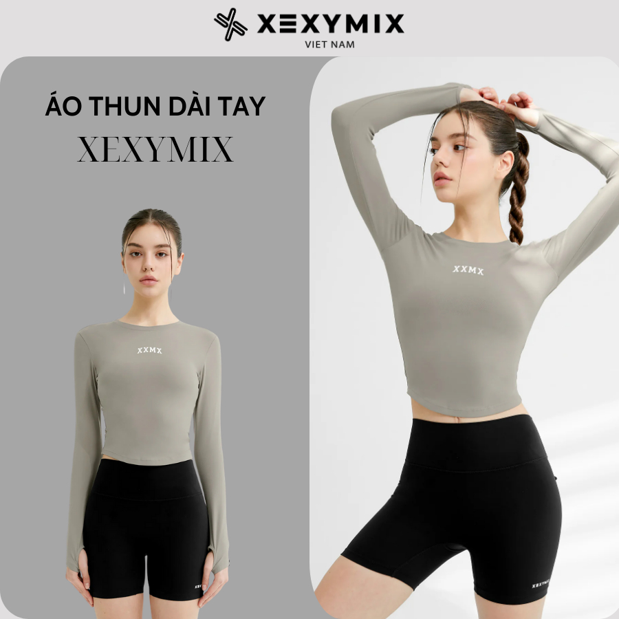 Áo Thun Cổ Tròn Cơ Bản XEXYMIX Áo Thun Tập Logo XEXYMIX - Cotton Like Finger Hole Long Sleeve