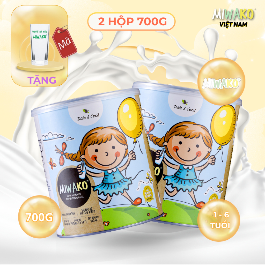Sữa Hạt MIWAKO Vị Gạo Hộp 700g x 2 Hộp (1.4kg) Chuẩn Hữu Cơ - Dinh Dưỡng Từ Thực Vật - Miwako Offici