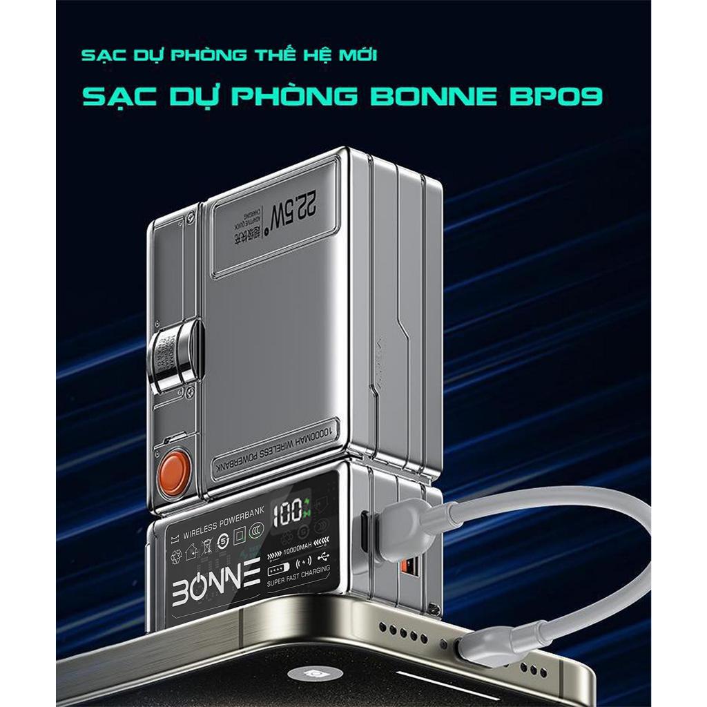 [ Hỏa tốc] Sạc Dự Phòng Kiêm Củ Sạc 30W BP09 Chính Hãng BONNE Dung Lượng 10.000mAh, Hỗ Trợ Sạc Không Dây 15W | BigBuy360 - bigbuy360.vn