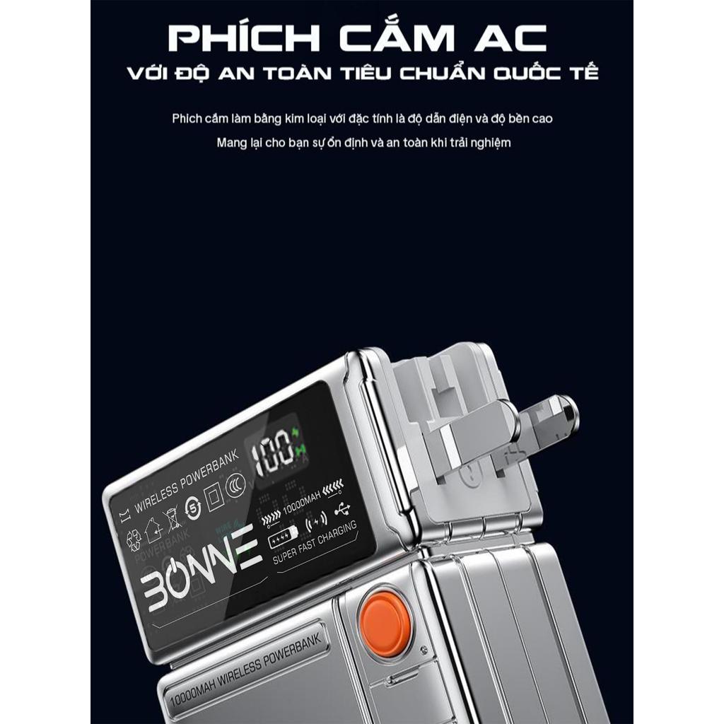 [ Hỏa tốc] Sạc Dự Phòng Kiêm Củ Sạc 30W BP09 Chính Hãng BONNE Dung Lượng 10.000mAh, Hỗ Trợ Sạc Không Dây 15W | BigBuy360 - bigbuy360.vn